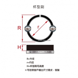 杯型鐵片毛刷-尺寸說明